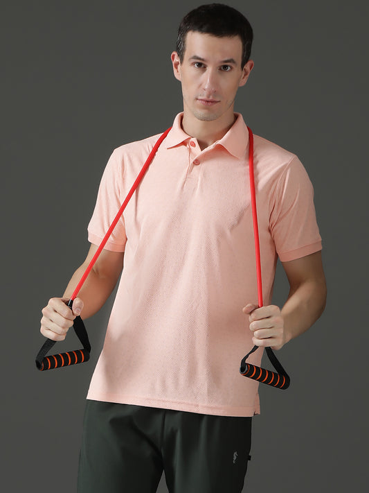 Dryfit Polyester Jacquard Textured Polo Neck Half Sleeve T-Shirt