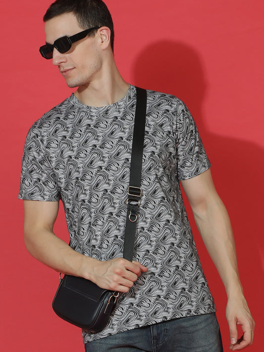 Single Jersey Round Neck Slim Fit Printed Half Sleeve T-Shirt