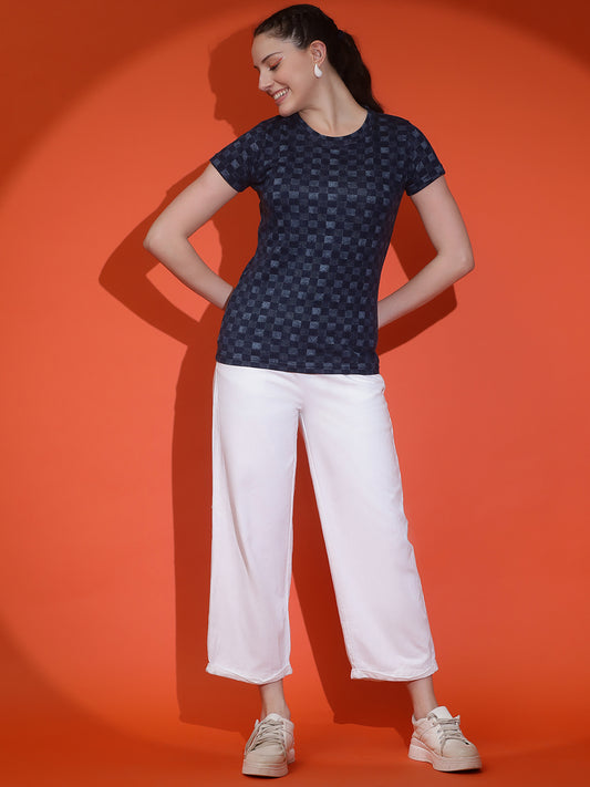 Printed Round Neck Slim Fit Half Sleeve T-Shirt