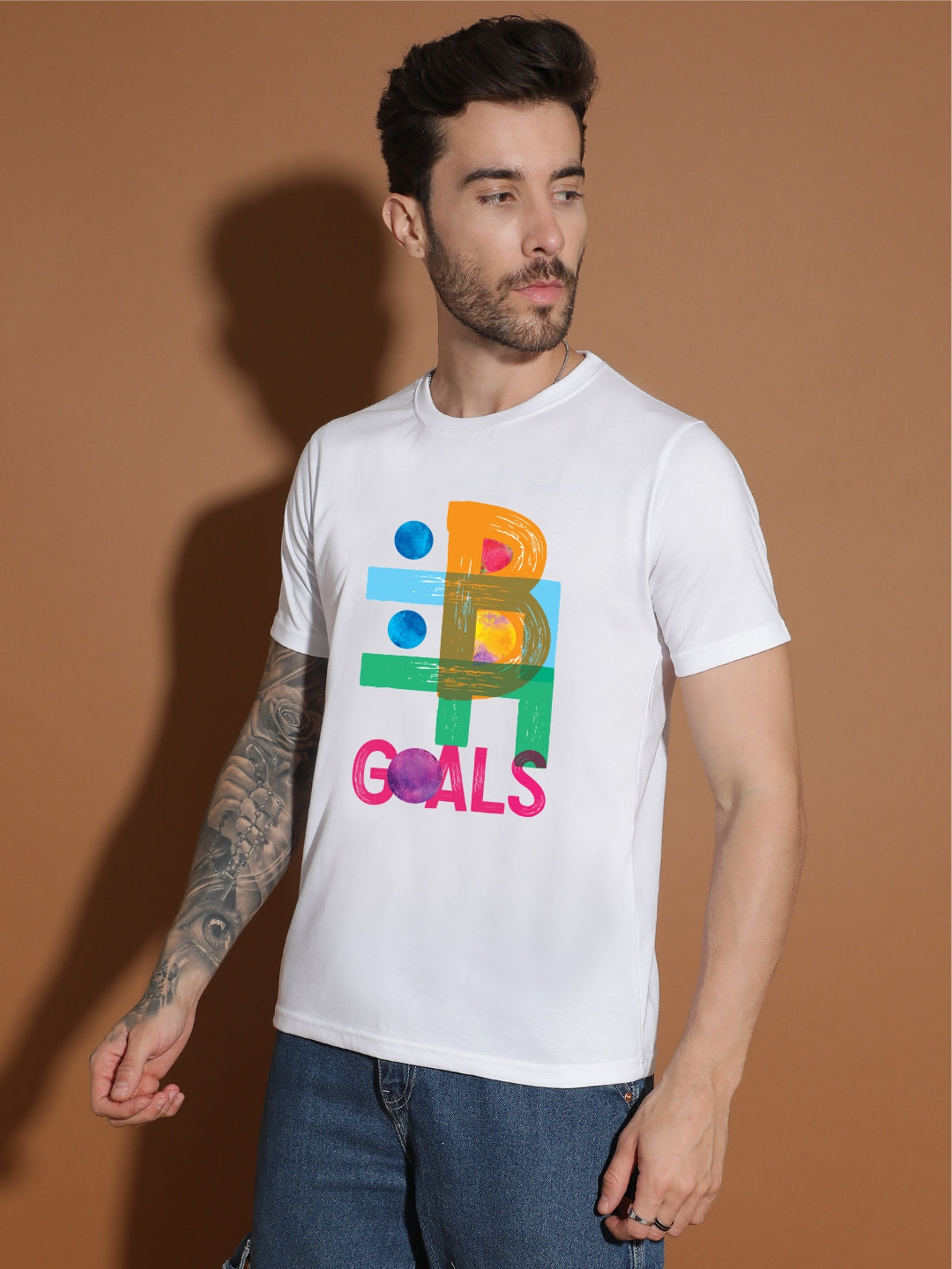 Breezer Tribe Round Neck Cotton T-Shirt for Men | Regular Fit, Half Sleeves, Casual Printed Style