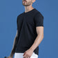 Polyester Jacquard Textured Round Neck Slim Fit Half Sleeve T-Shirt
