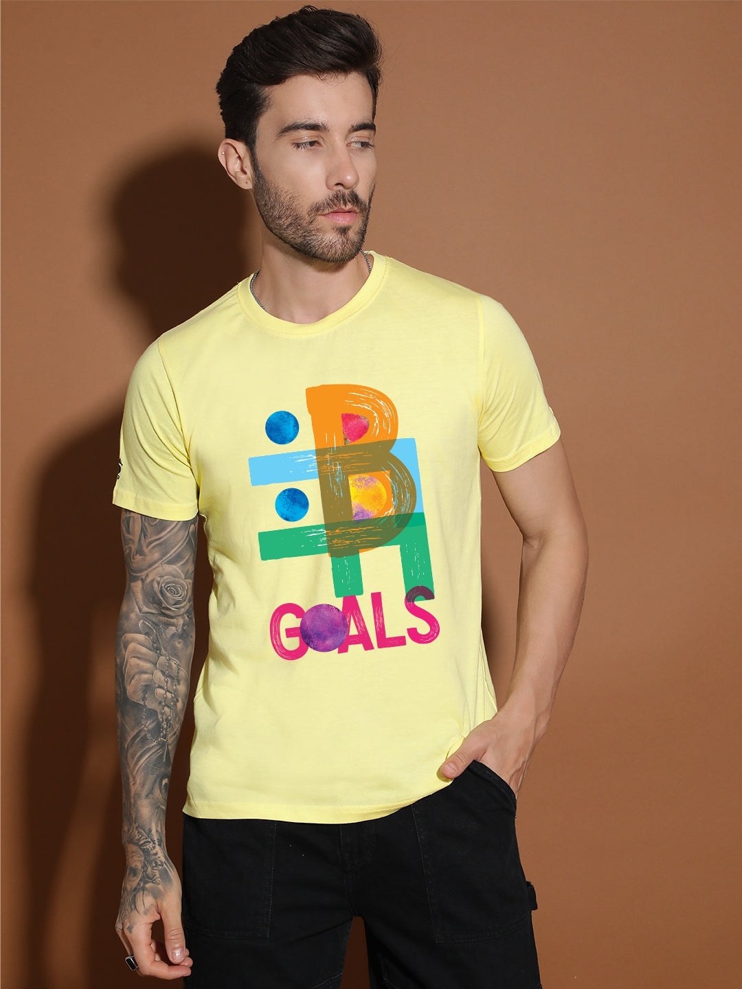 Breezer Tribe Round Neck Cotton T-Shirt for Men | Regular Fit, Half Sleeves, Casual Printed Style