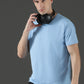 Polyester Lycra Jacquard Textured Round Neck Slim Fit Half Sleeve T-Shirt