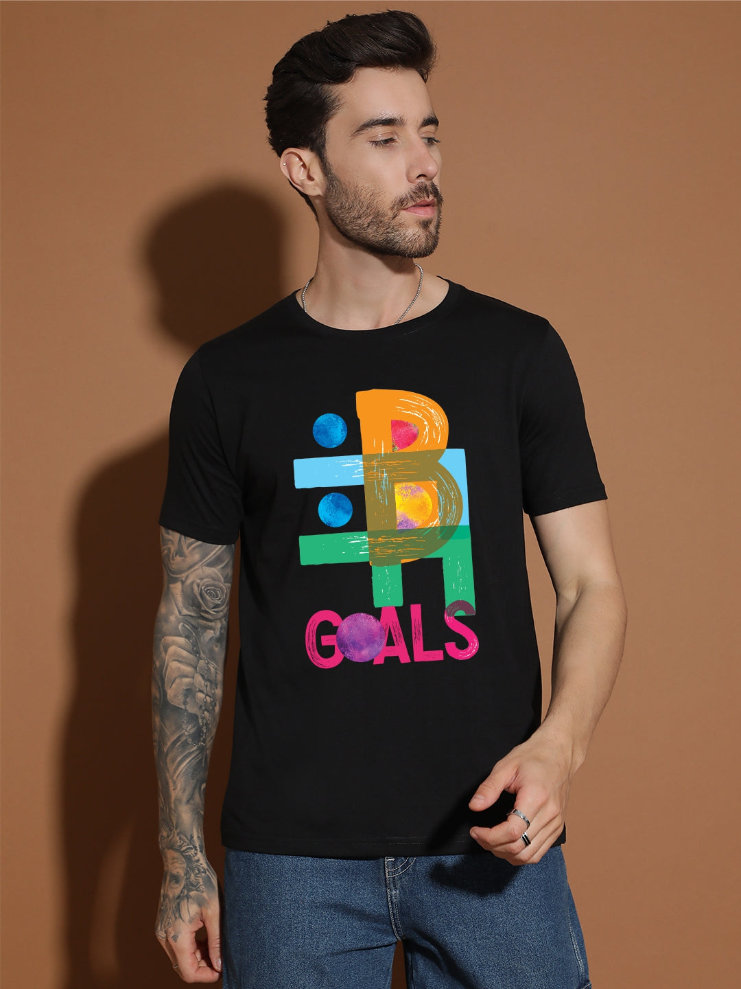 Breezer Tribe Round Neck Cotton T-Shirt for Men | Regular Fit, Half Sleeves, Casual Printed Style