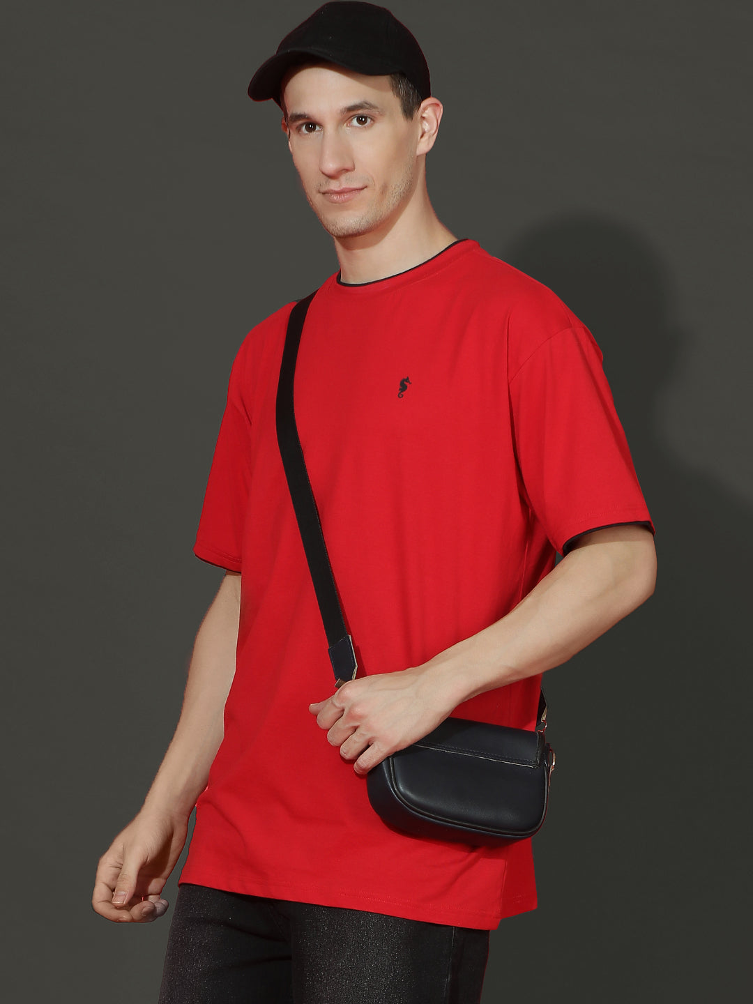 Single Jersey Oversized Round Neck Drop Shoulder Half Sleeve Casual T-Shirt