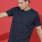 Polyester Jacquard Textured Round Neck Slim Fit Half Sleeve T-Shirt