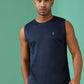 Polyester Sleeveless Slim Fit Round Neck Gym T-Shirt