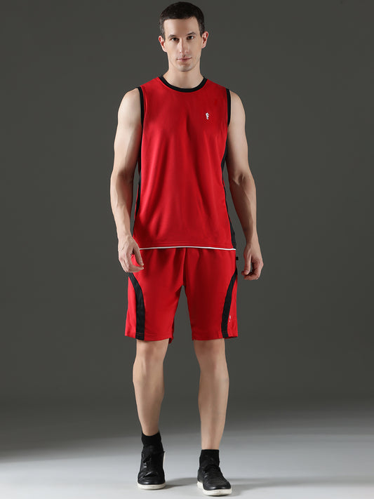 Sleeveless Round Neck Sweat Absorbing Slim Fit Co-Ord Set