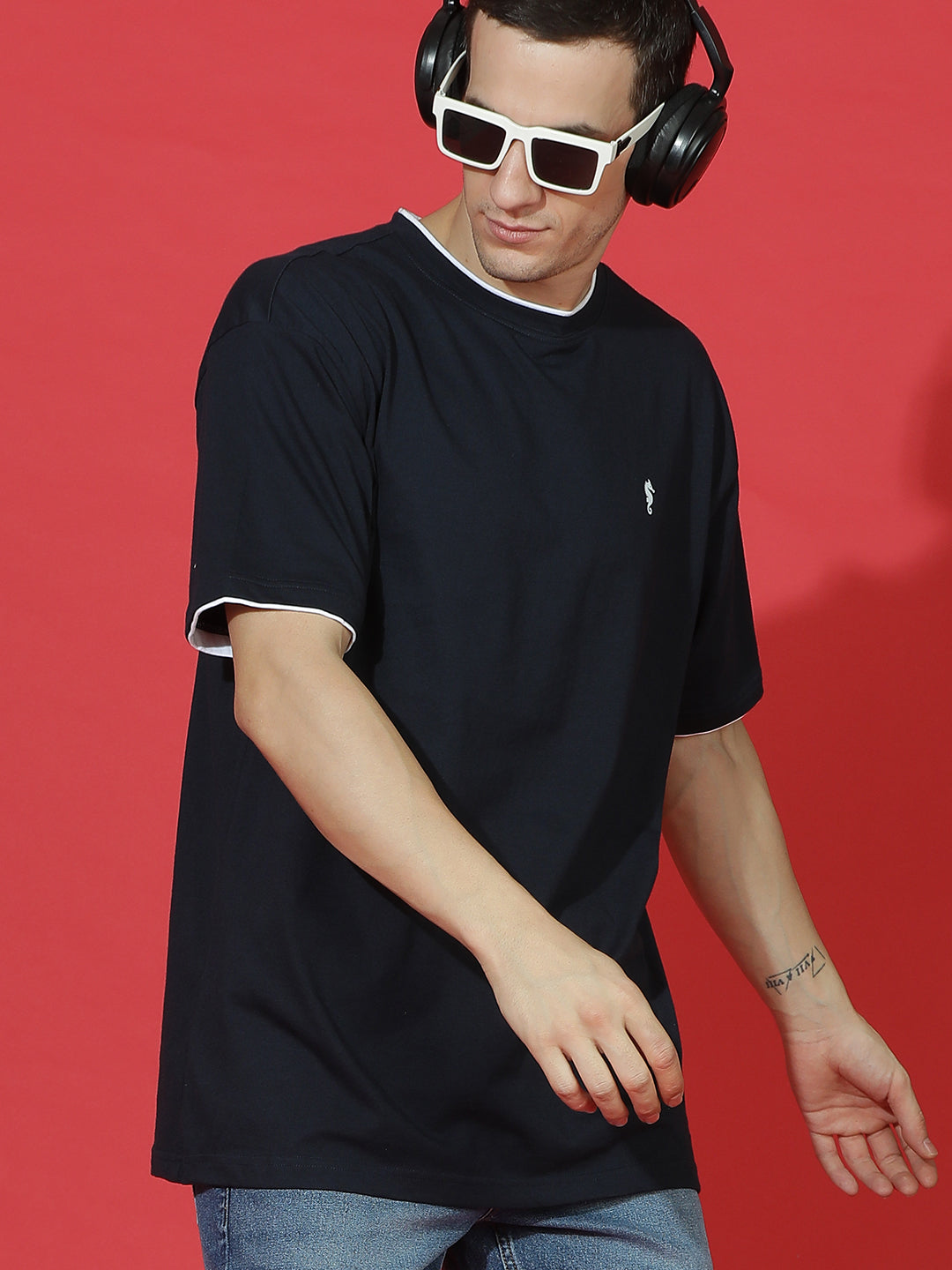 Single Jersey Oversized Round Neck Drop Shoulder Half Sleeve Casual T-Shirt