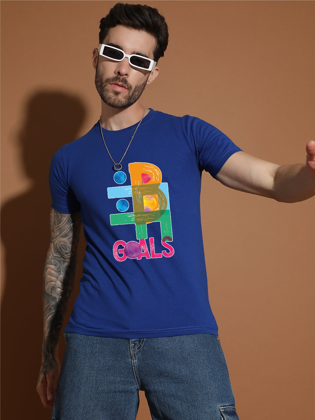 Breezer Tribe Round Neck Cotton T-Shirt for Men | Regular Fit, Half Sleeves, Casual Printed Style