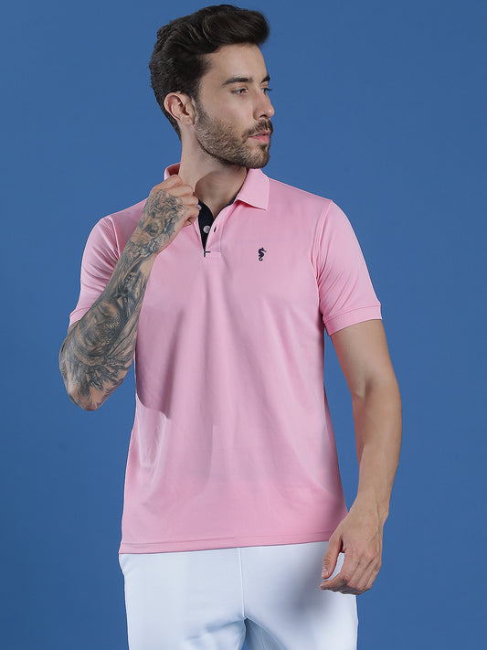 Dryfit Textured Structured Polo Neck Half Sleeve Casual T-Shirt