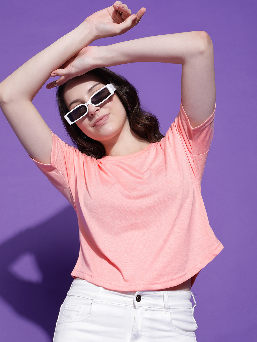 Round Neck Regular Fit Half Sleeve Crop Top T-shirt