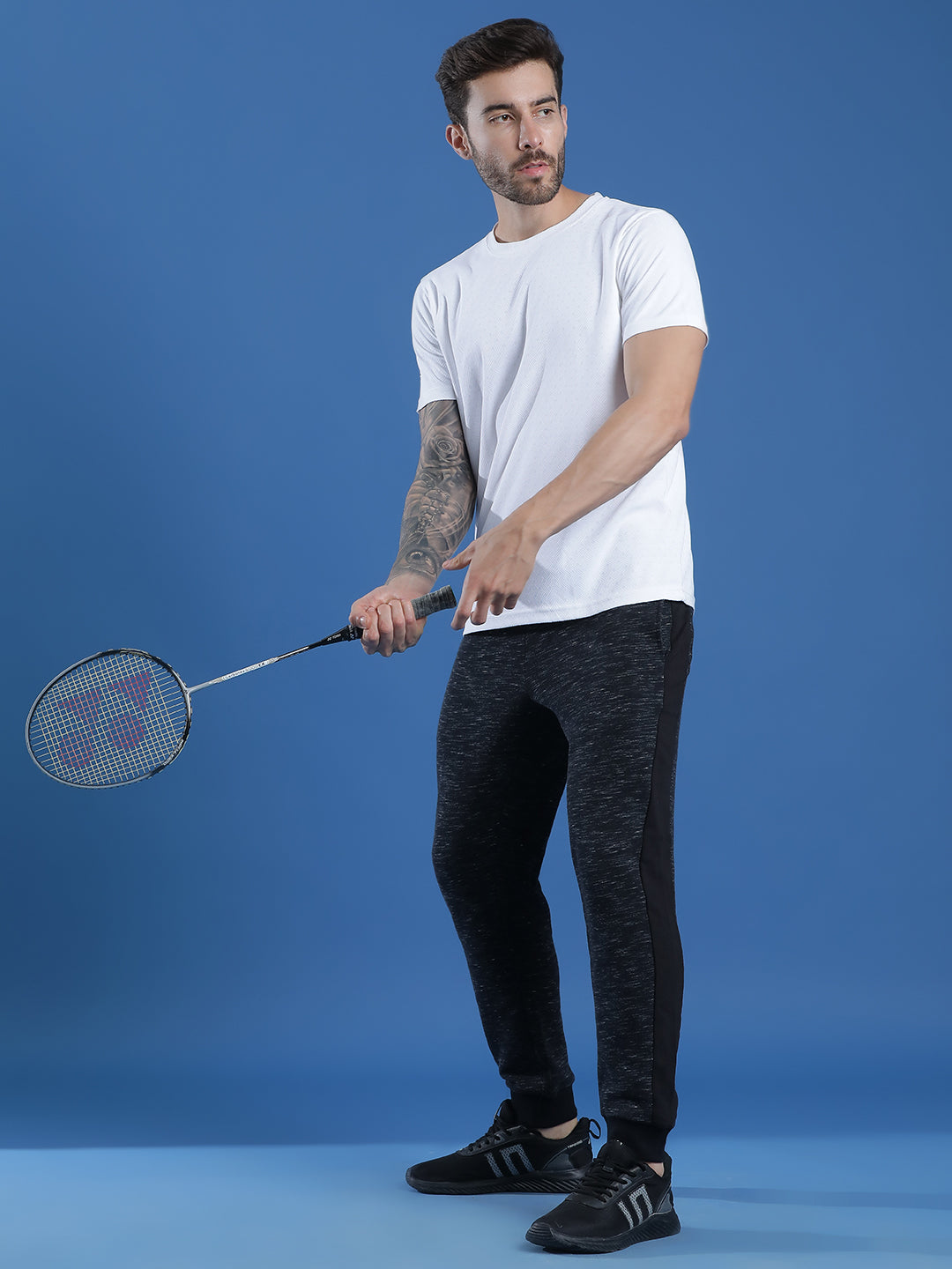 Polyester Jacquard Textured Round Neck Slim Fit Half Sleeve T-Shirt