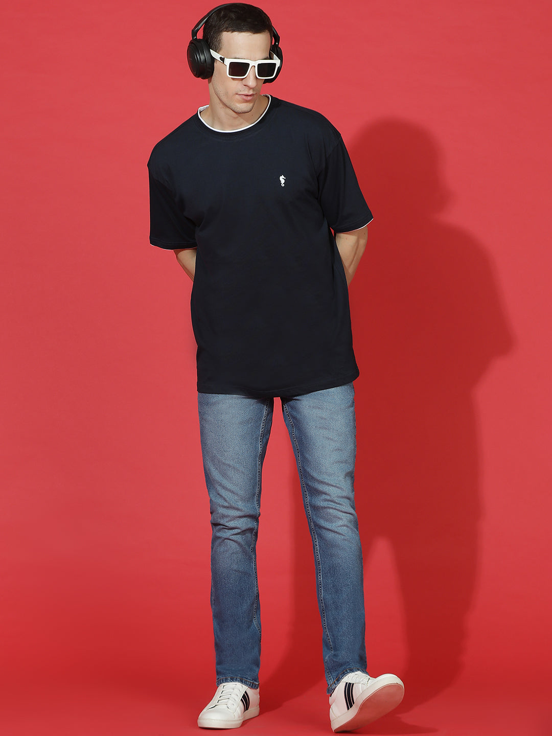 Single Jersey Oversized Round Neck Drop Shoulder Half Sleeve Casual T-Shirt