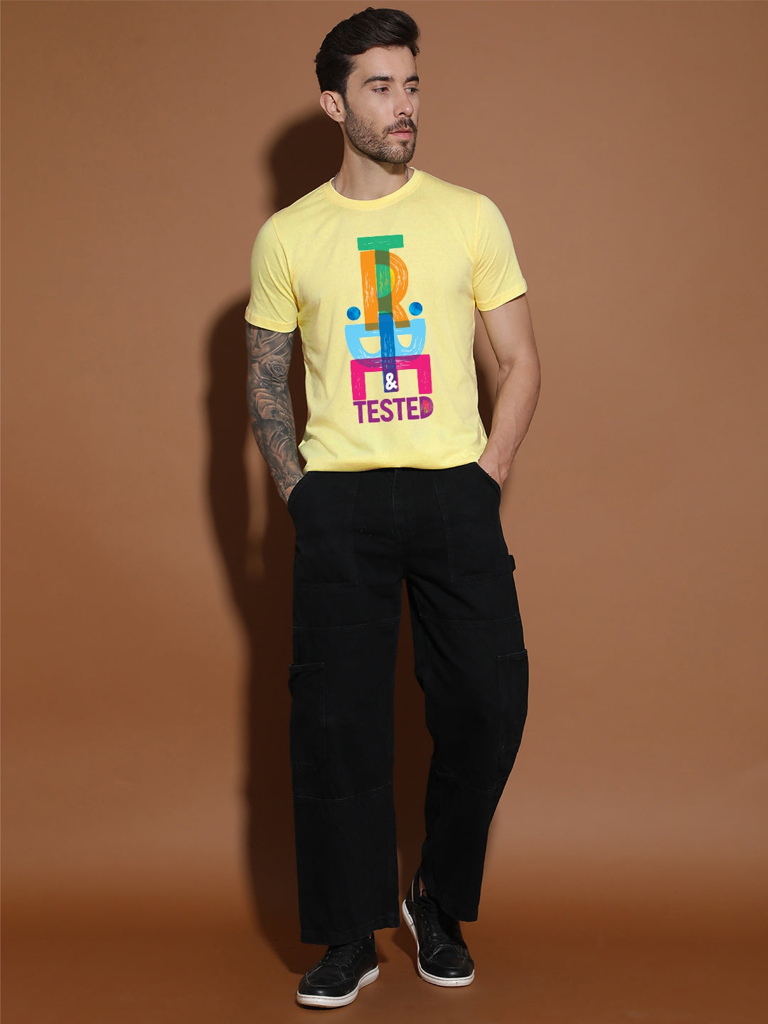 Breezer Tribe Men’s Cotton Single Jersey Round Neck Regular Fit Printed Half Sleeve Casual T-Shirt