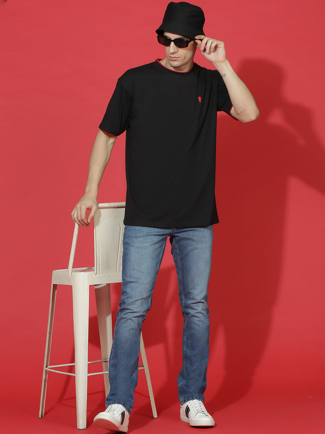 Single Jersey Oversized Round Neck Drop Shoulder Half Sleeve Casual T-Shirt