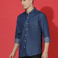 Denim Regular Fit Full Sleeve Cutaway Collar Casual Shirt