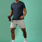 Polyester Lycra Jacquard Textured Round Neck Slim Fit Half Sleeve T-Shirt