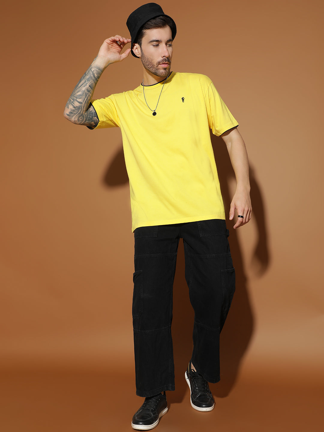 Single Jersey Oversized Round Neck Drop Shoulder Half Sleeve Casual T-Shirt