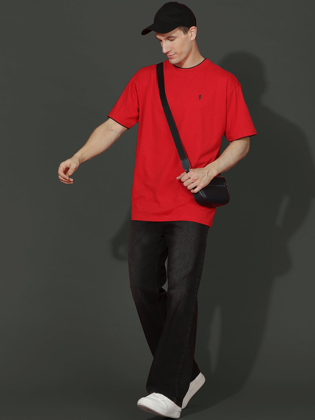 Single Jersey Oversized Round Neck Drop Shoulder Half Sleeve Casual T-Shirt