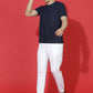 Polyester Jacquard Textured Round Neck Slim Fit Half Sleeve T-Shirt