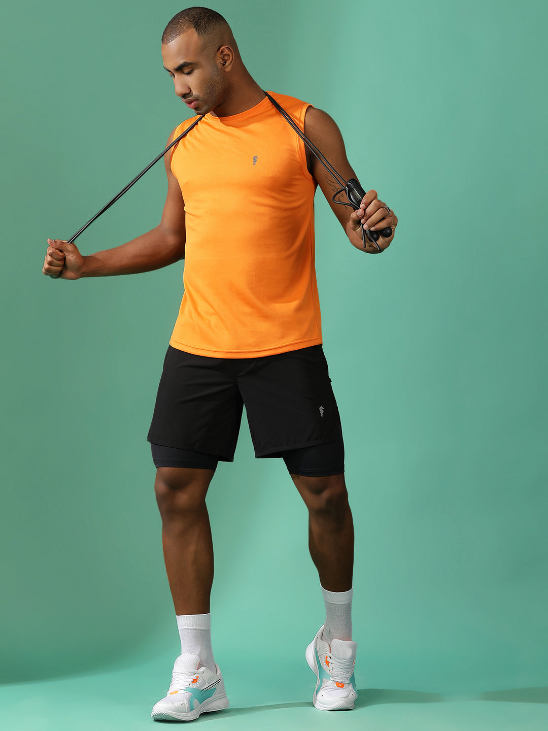 Polyester Sleeveless Slim Fit Round Neck Gym T-Shirt