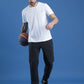 Polyester Lycra Jacquard Textured Round Neck Slim Fit Half Sleeve T-Shirt