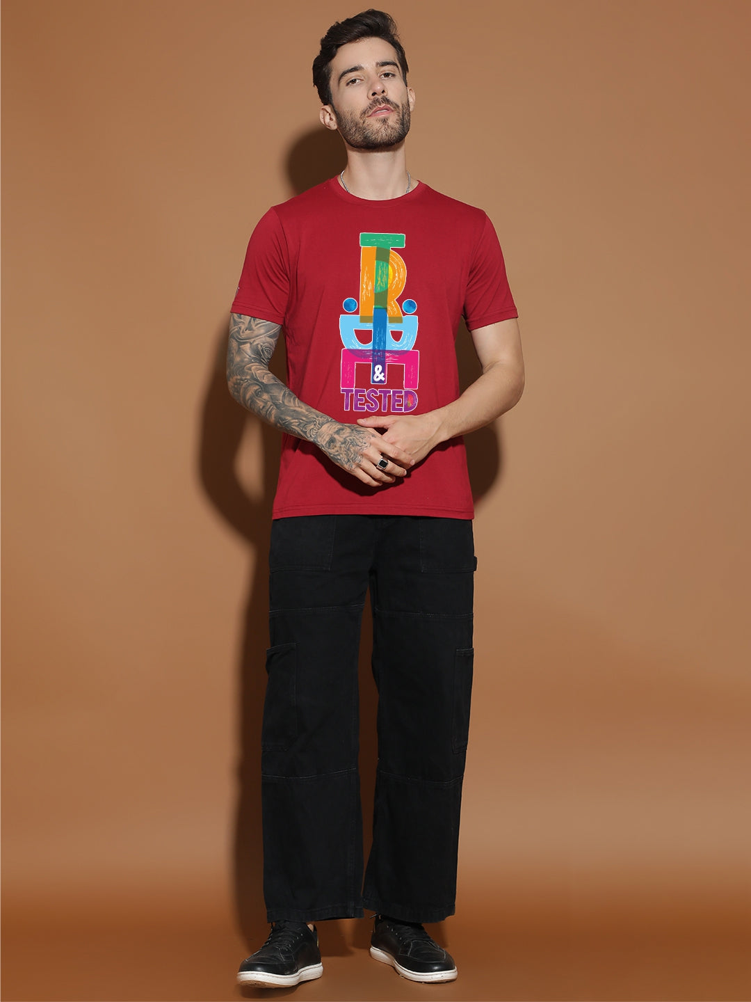 Breezer Tribe Men’s Cotton Single Jersey Round Neck Regular Fit Printed Half Sleeve Casual T-Shirt