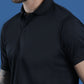 Polyester Lycra Jacquard Textured Polo Neck Half Sleeve T-Shirt