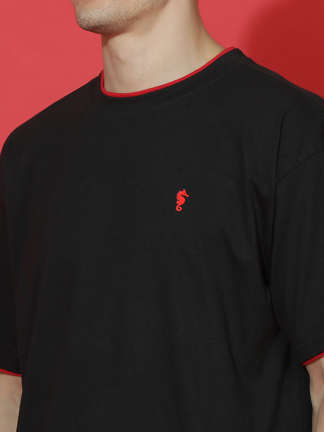 Single Jersey Oversized Round Neck Drop Shoulder Half Sleeve Casual T-Shirt