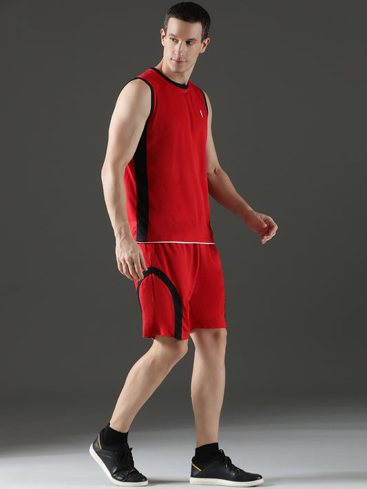 Sleeveless Round Neck Sweat Absorbing Slim Fit Co-Ord Set