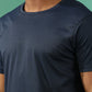Polyester Lycra Jacquard Textured Round Neck Slim Fit Half Sleeve T-Shirt