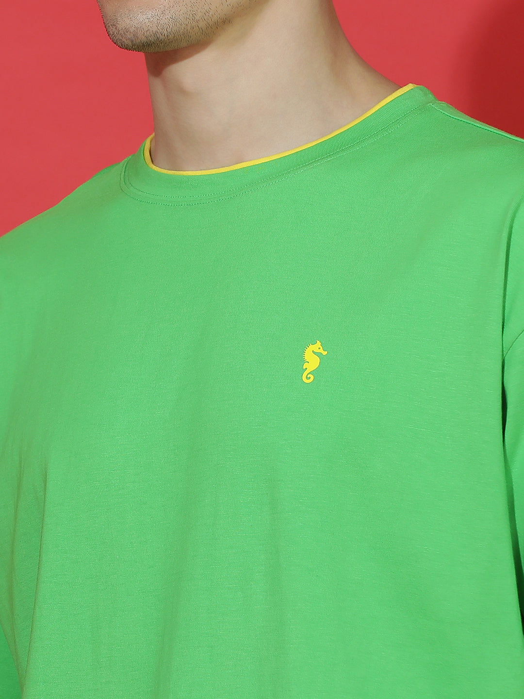 Single Jersey Oversized Round Neck Drop Shoulder Half Sleeve Casual T-Shirt