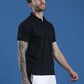 Dryfit Polyester Jacquard Textured Polo Neck Half Sleeve T-Shirt