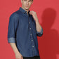 Denim Regular Fit Full Sleeve Cutaway Collar Casual Shirt