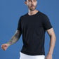 Polyester Jacquard Textured Round Neck Slim Fit Half Sleeve T-Shirt