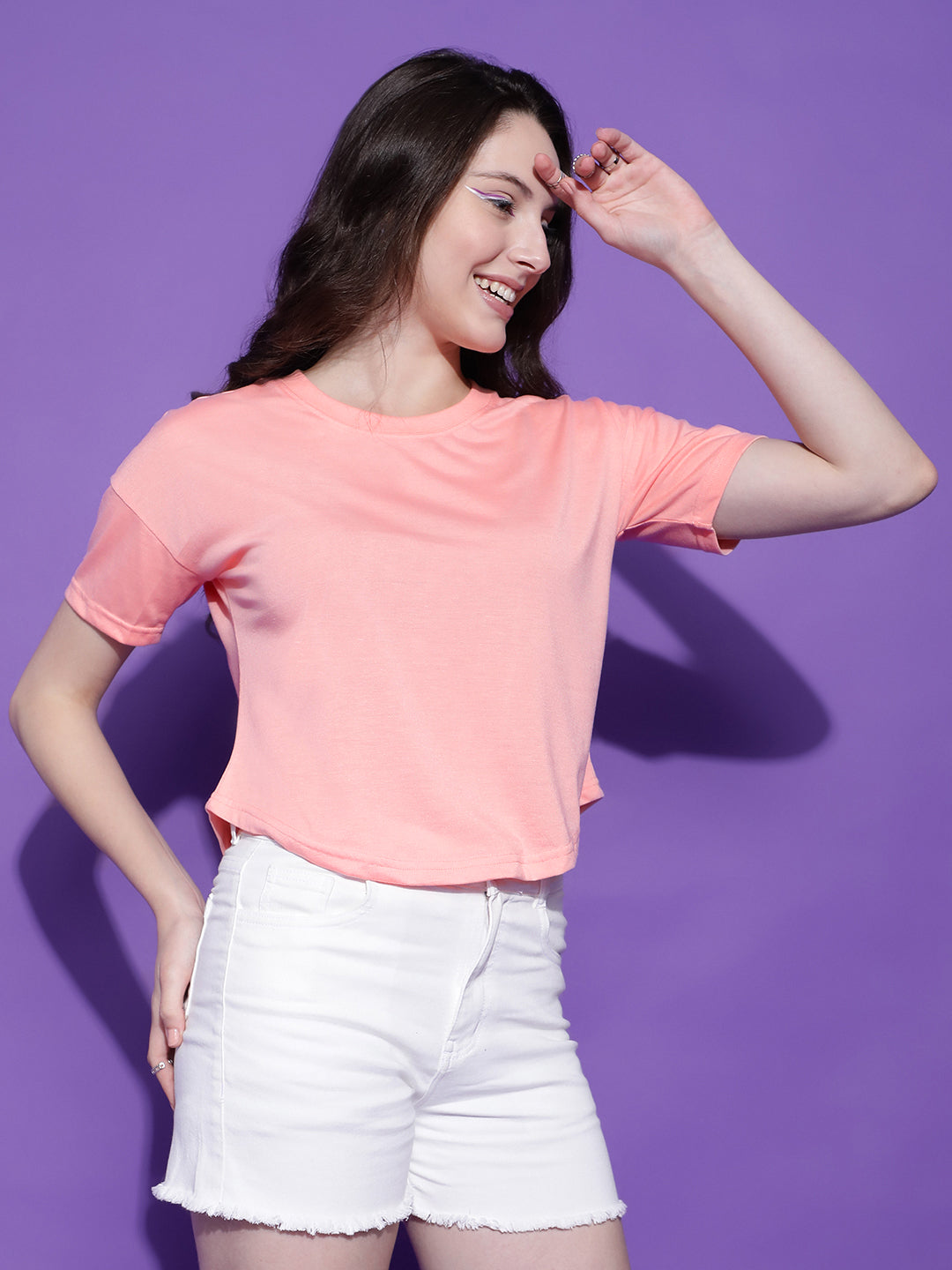 Round Neck Regular Fit Half Sleeve Crop Top T-shirt