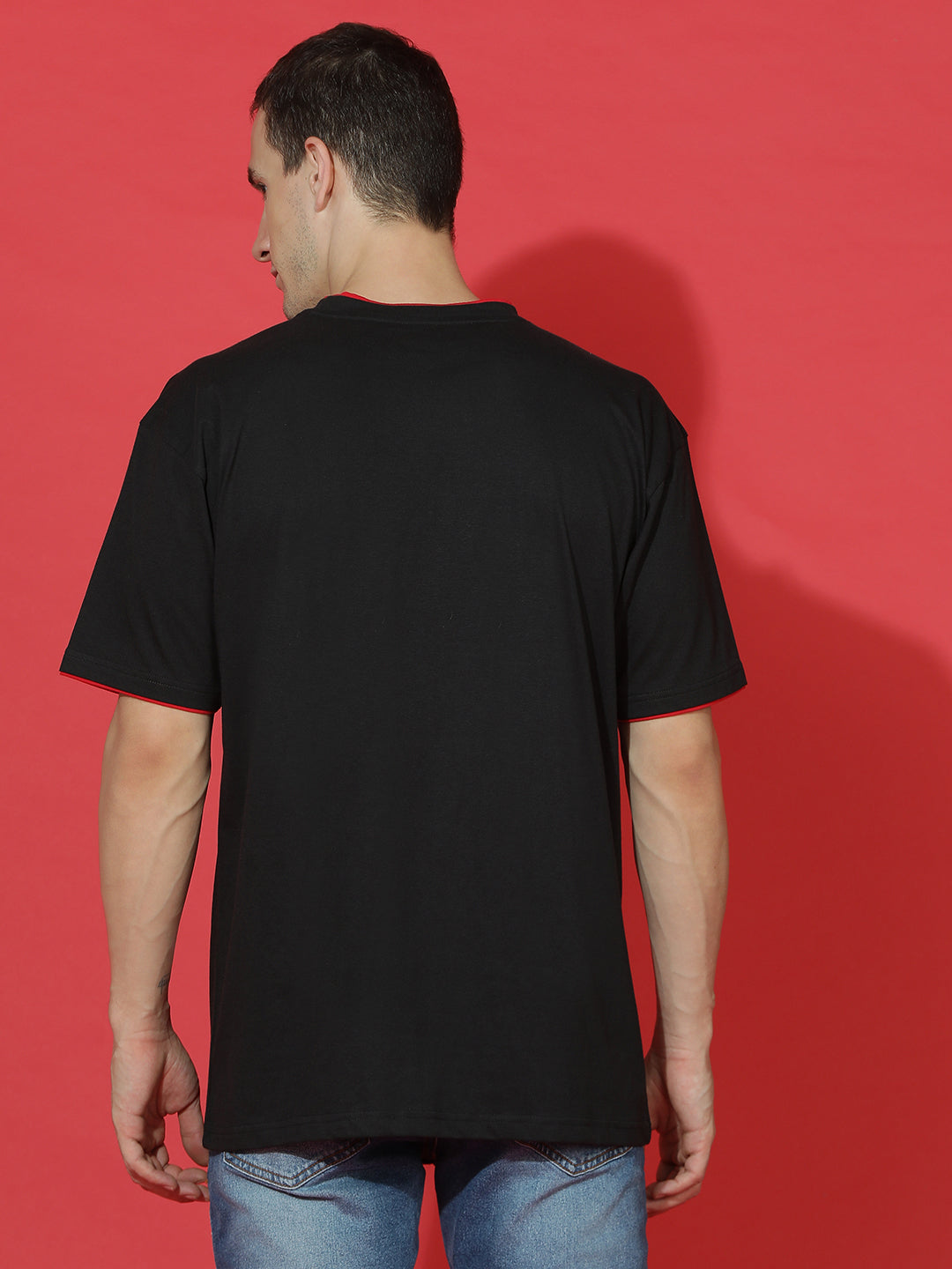 Single Jersey Oversized Round Neck Drop Shoulder Half Sleeve Casual T-Shirt