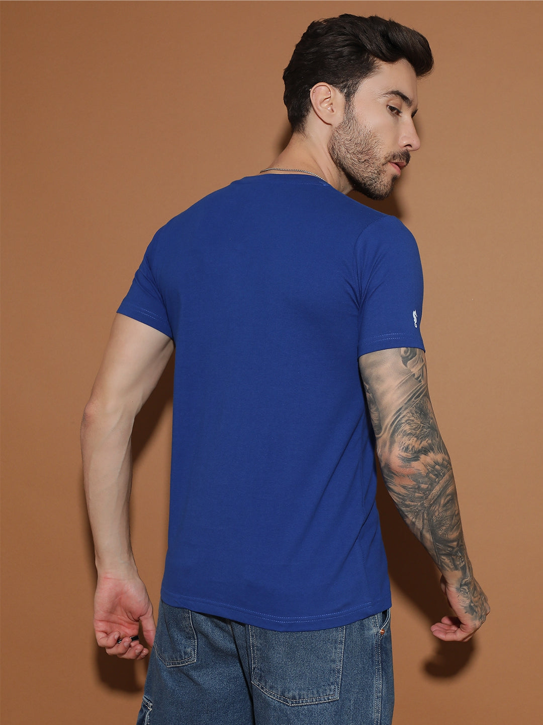 Breezer Tribe White Round Neck Cotton T-Shirt for Men | Regular Fit, Half Sleeves, Casual Printed Style