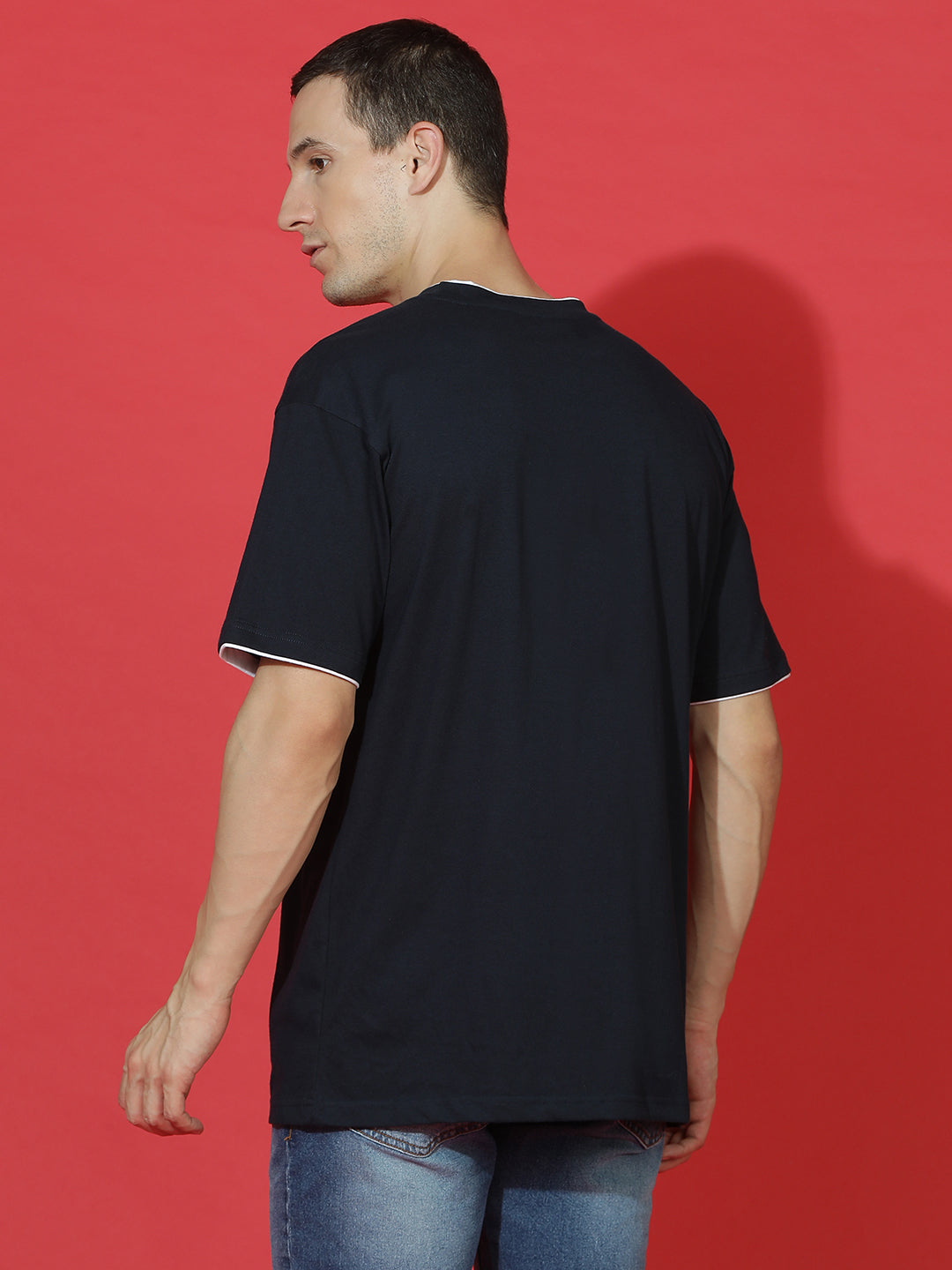 Single Jersey Oversized Round Neck Drop Shoulder Half Sleeve Casual T-Shirt