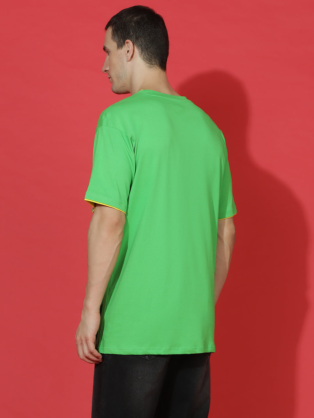 Single Jersey Oversized Round Neck Drop Shoulder Half Sleeve Casual T-Shirt