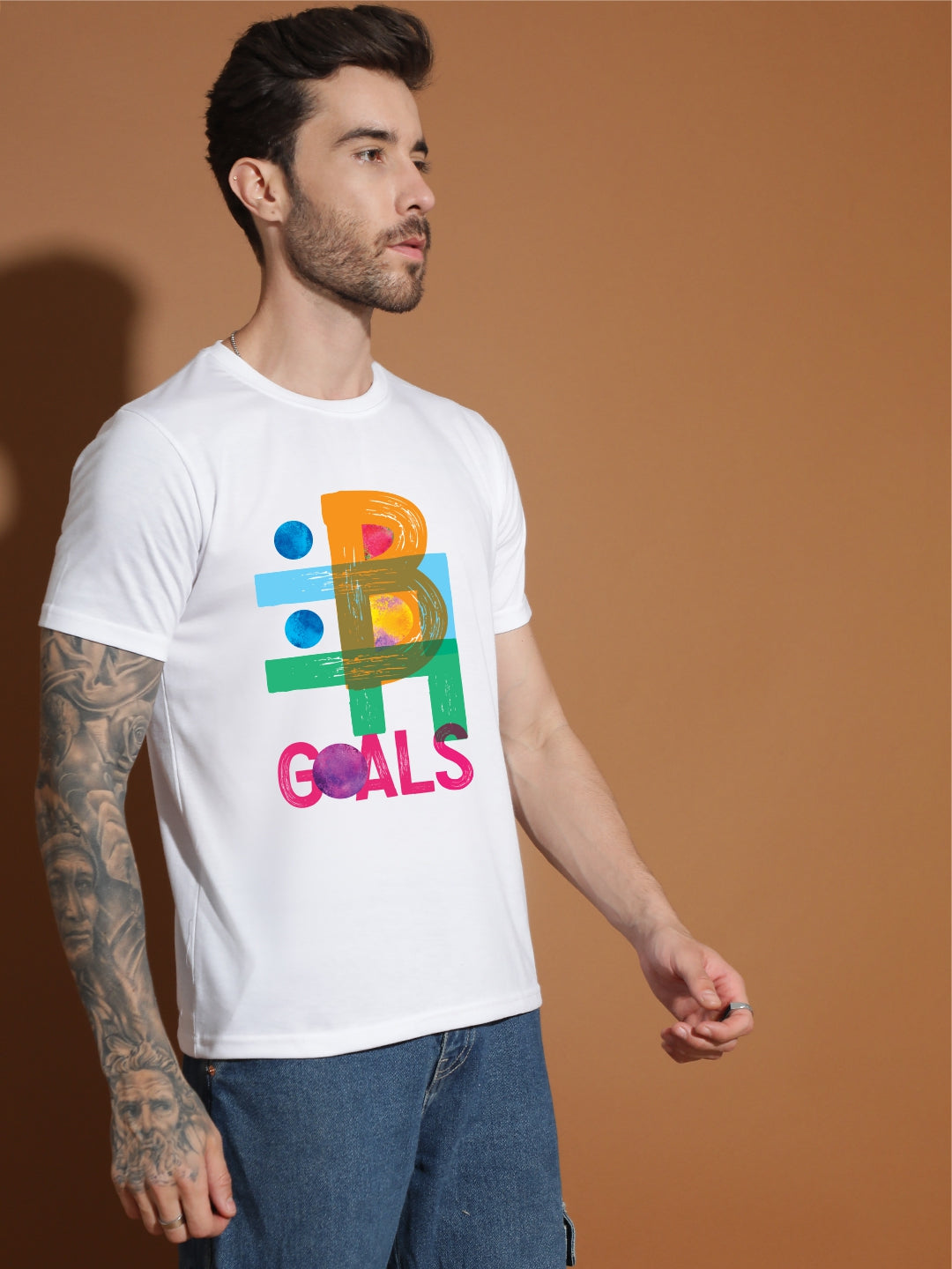 Breezer Tribe Round Neck Cotton T-Shirt for Men | Regular Fit, Half Sleeves, Casual Printed Style