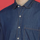 Denim Regular Fit Full Sleeve Cutaway Collar Casual Shirt
