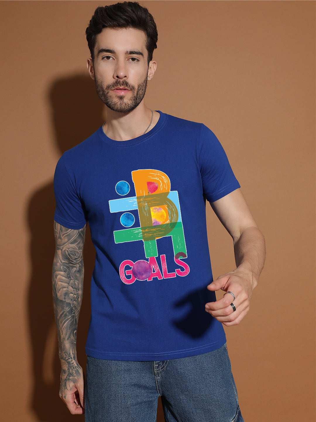 Breezer Tribe Round Neck Cotton T-Shirt for Men | Regular Fit, Half Sleeves, Casual Printed Style