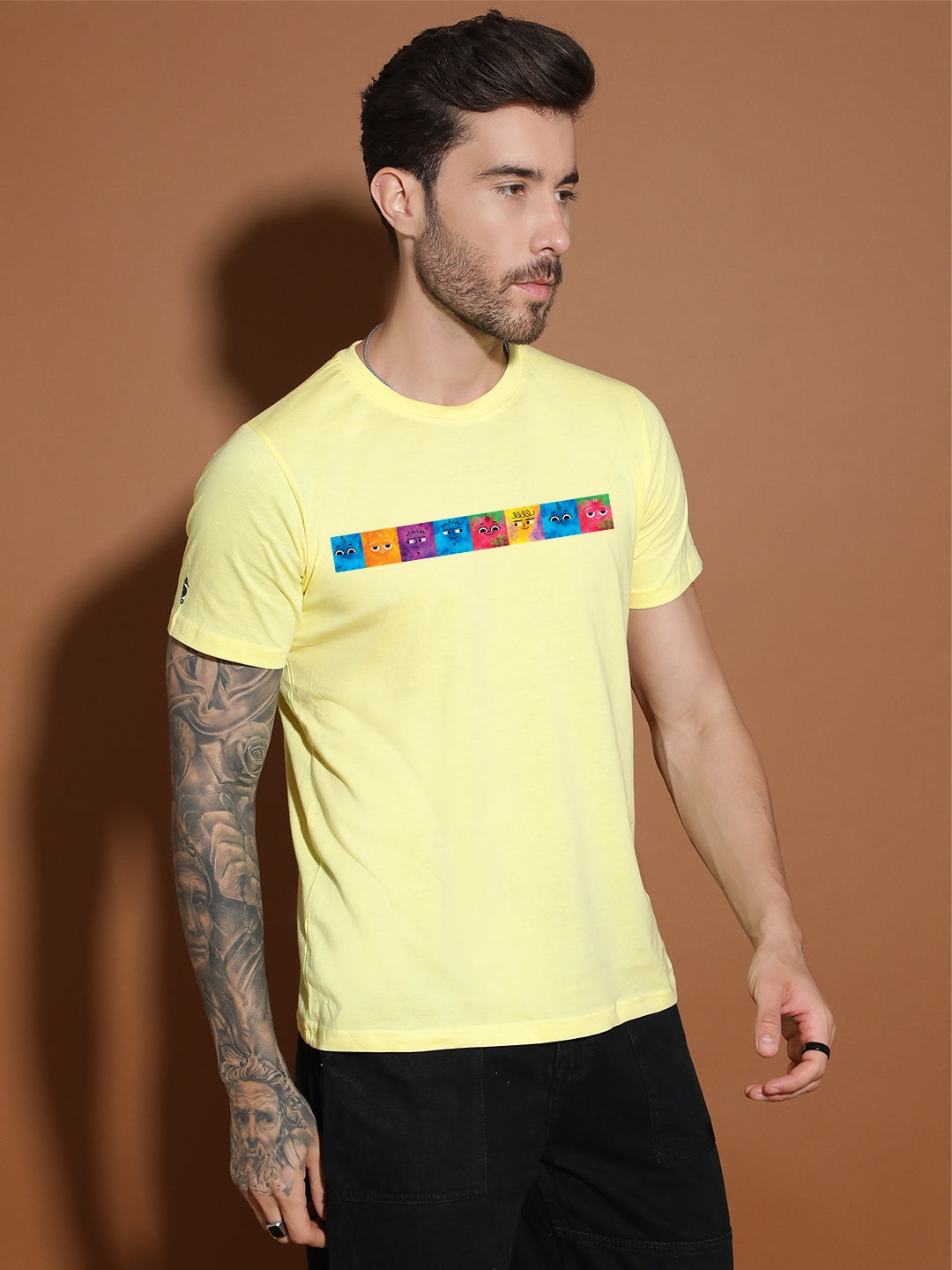 Breezer Tribe Men’s Cotton Jersey Half Sleeve Round Neck Regular Fit Printed Casual Tee