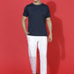 Polyester Jacquard Textured Round Neck Slim Fit Half Sleeve T-Shirt