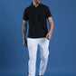 Dryfit Polyester Jacquard Textured Polo Neck Half Sleeve T-Shirt