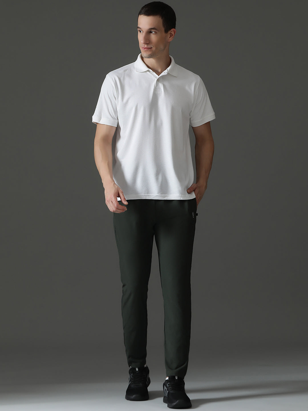 Polyester Lycra Jacquard Textured Polo Neck Half Sleeve T-Shirt