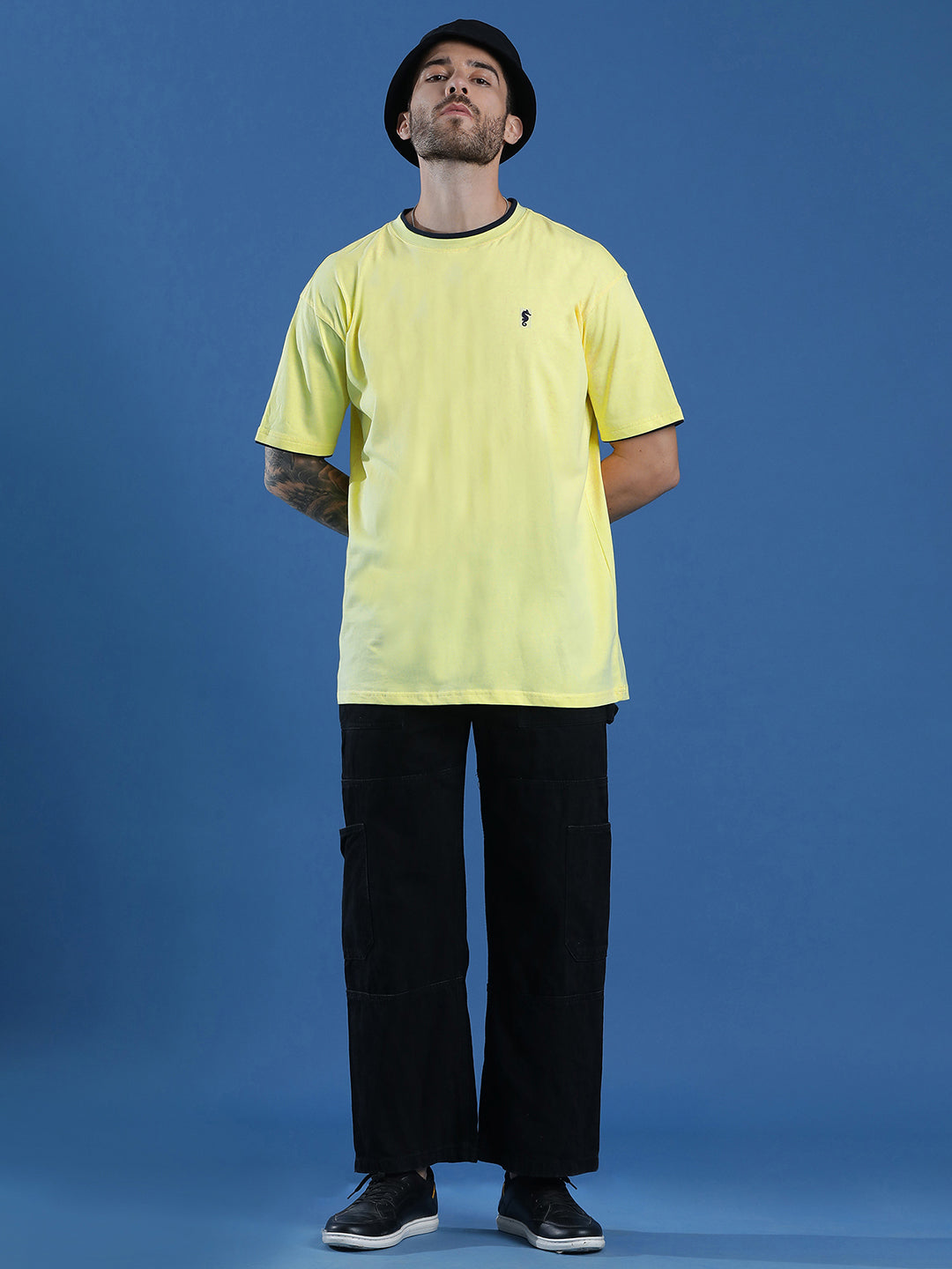 Single Jersey Oversized Round Neck Drop Shoulder Half Sleeve Casual T-Shirt