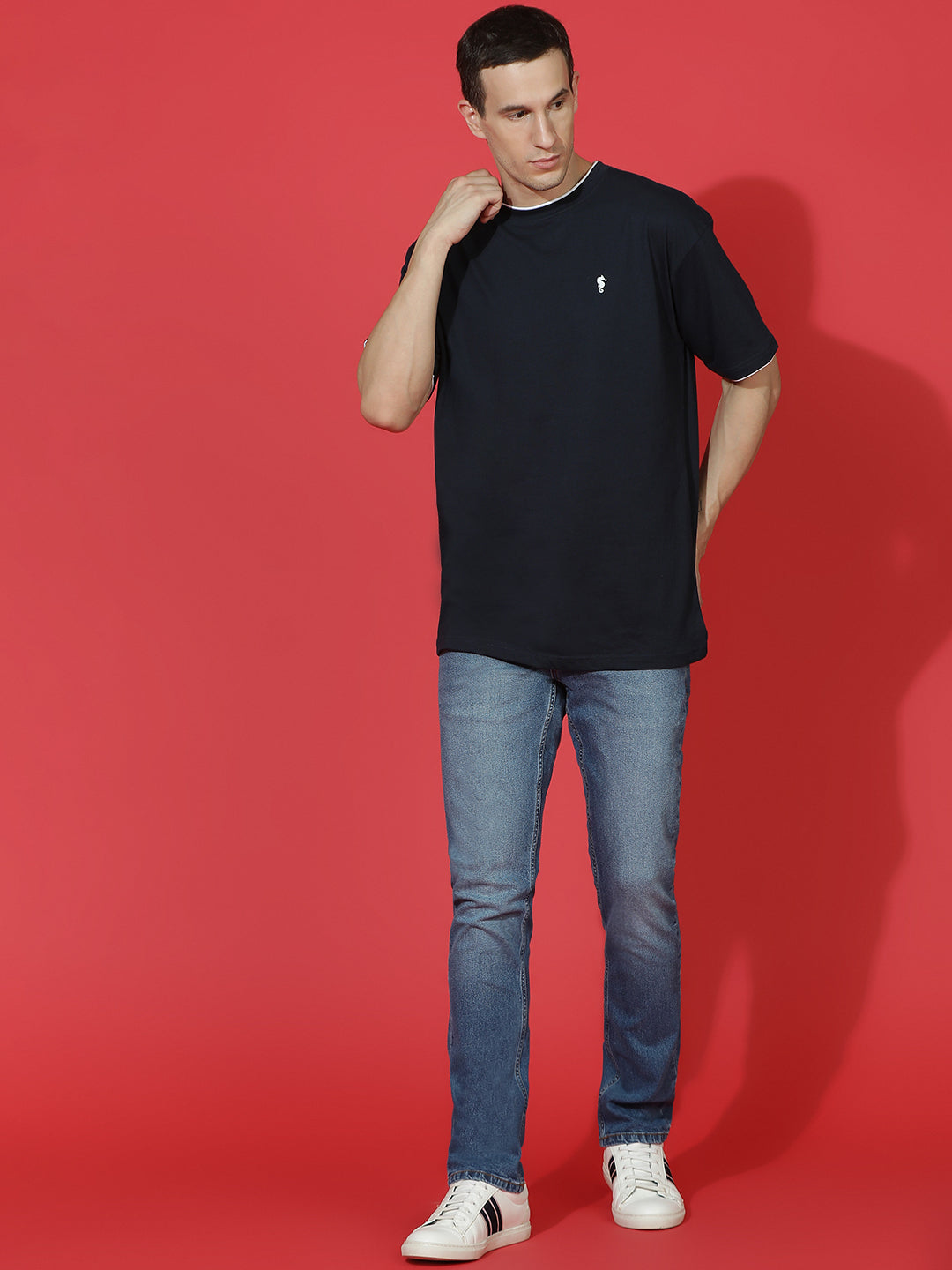 Single Jersey Oversized Round Neck Drop Shoulder Half Sleeve Casual T-Shirt